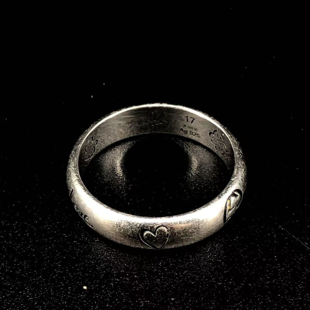 Gucci Sterling Silver Heart Motif Band - Silver